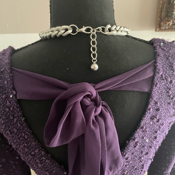 Elegant Purple Sequin Long Sleeve Top - Picture 4 of 8